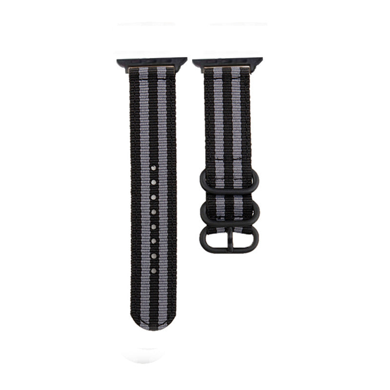 Apple Canvas Black Buckle Nylon Watch Strap