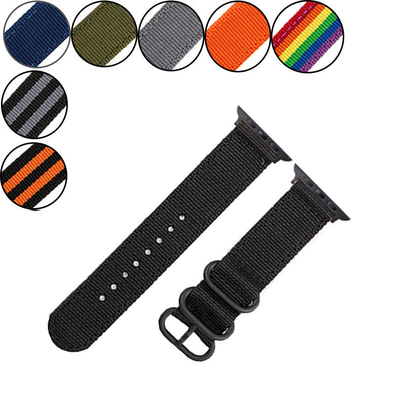 Apple Canvas Black Buckle Nylon Watch Strap