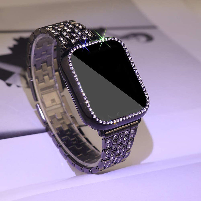 Diamond studded Apple Strap With Protector
